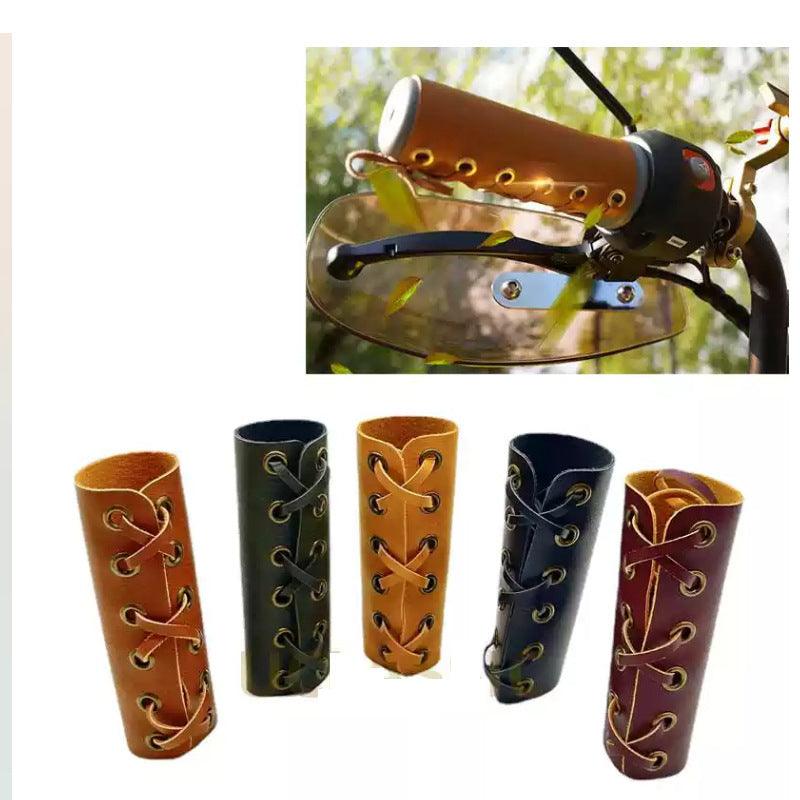 Vintage leather bike handle covers adjustable mountain bike accessories 717121092258 - COCOMELODY