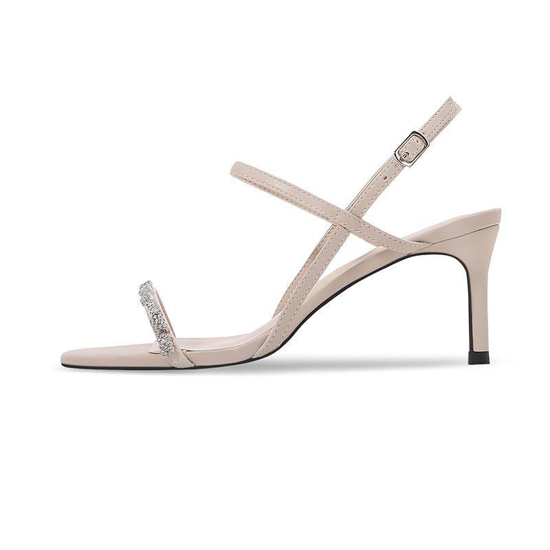 Stiletto sandals rhinestone buckle heels 662367759355 - COCOMELODY