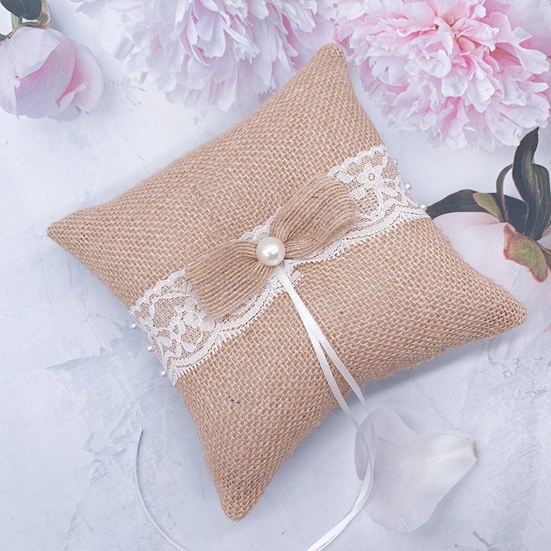Linen ring pillow Bride wedding party ring pillow 702166828805 - COCOMELODY