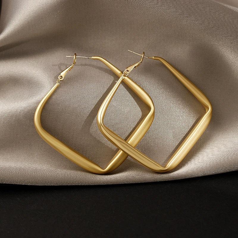 Diamond earrings in large metal blocks 759194871661 - COCOMELODY