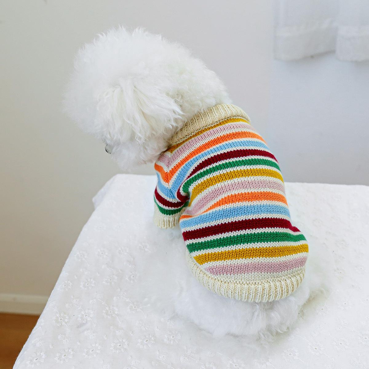 Pet dog cat rainbow sweater costume 816292705027 - COCOMELODY