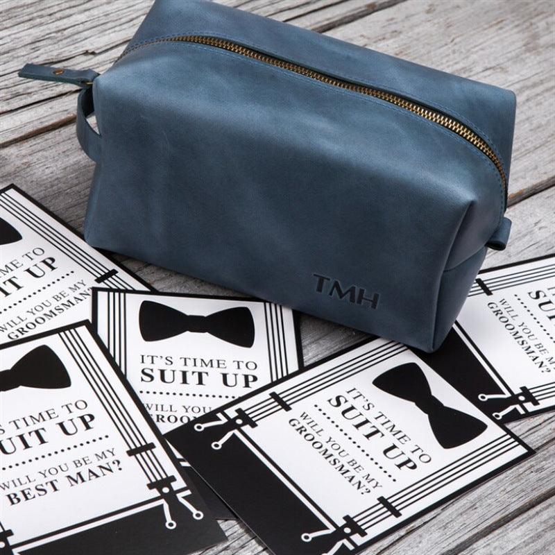 Vintage leather men's toiletry bag Leather toiletry bag 803233514721 - COCOMELODY