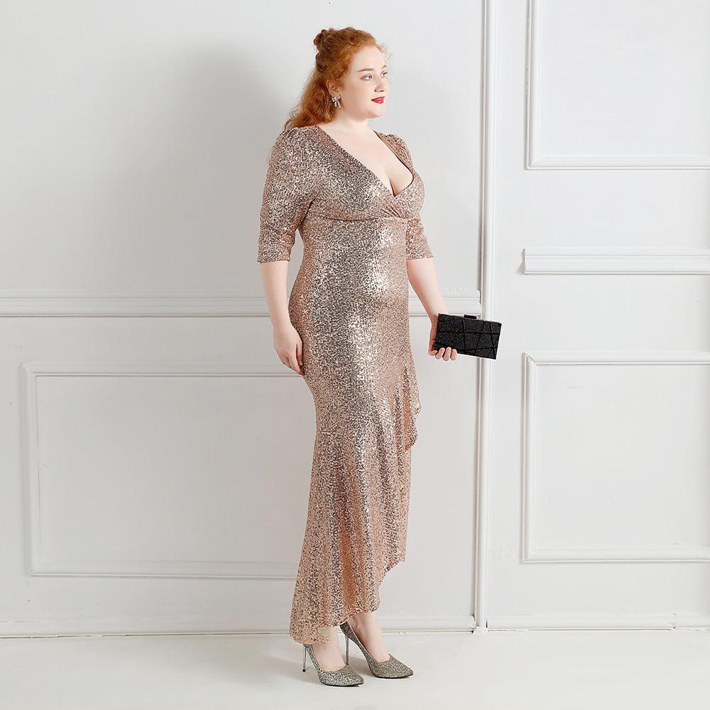Trumpet-Mermaid High-Low Sequins Evening Dress 647755659545 - COCOMELODY