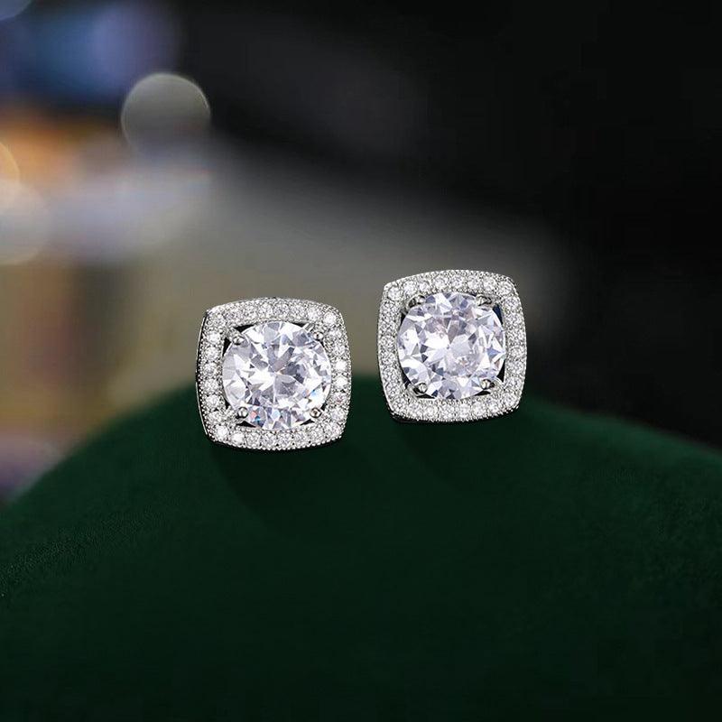 Small sugar cube zircon earrings 821703476887 - COCOMELODY