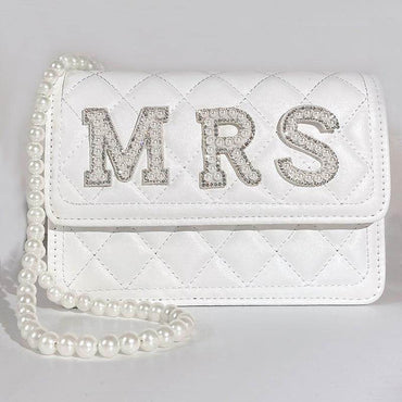 Bride Wifey Mrs Bride Wifey Mrs Alphabet purse Pearl crossbody bag bridal shower 731646137930 - COCOMELODY