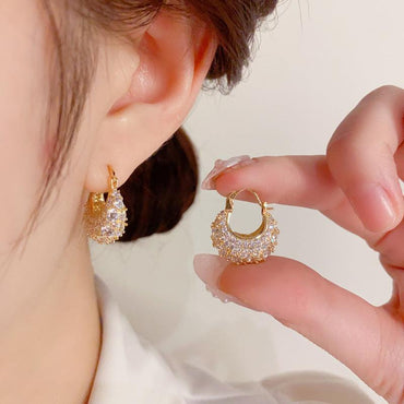 Micro-encrusted zircon bag earrings 693037597905 - COCOMELODY