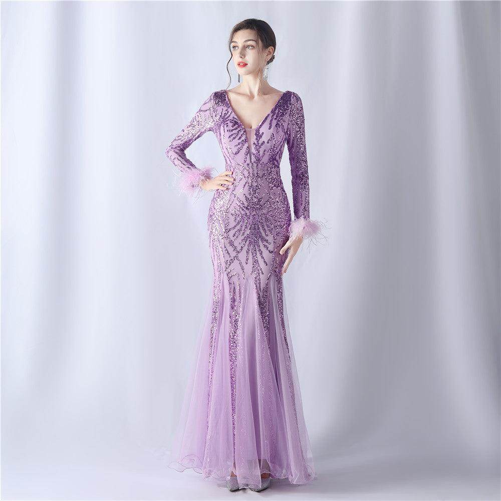 Trumpet-Mermaid Floor Length Sequins Dress 785114258670 - COCOMELODY