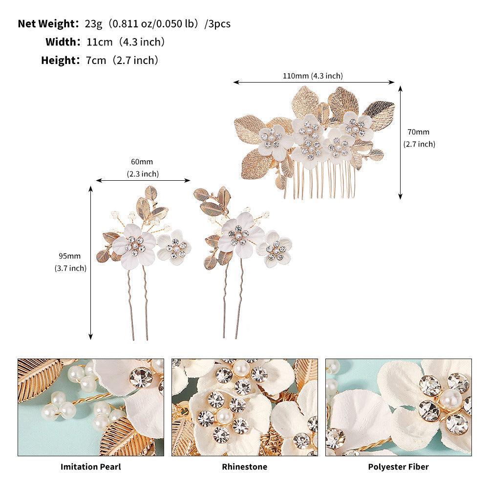 Vintage Leaf Flower hairpin set Bridal Wedding Headwear Handmade Hairpin and comb 771959289349 - COCOMELODY