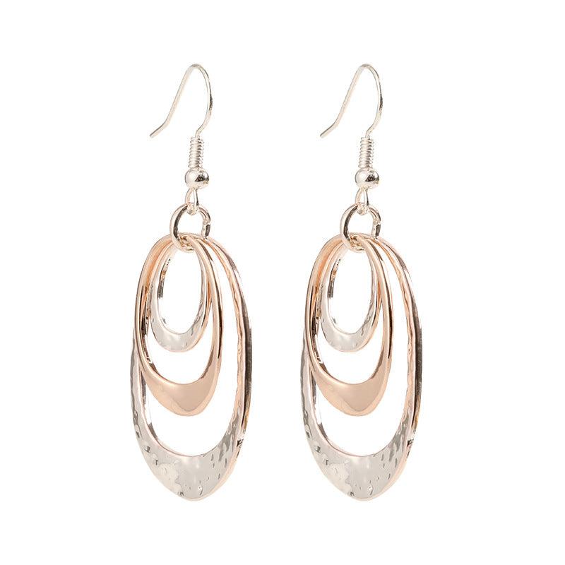Color contrast oval geometry alloy earrings fashion high class earrings 720365775812 - COCOMELODY