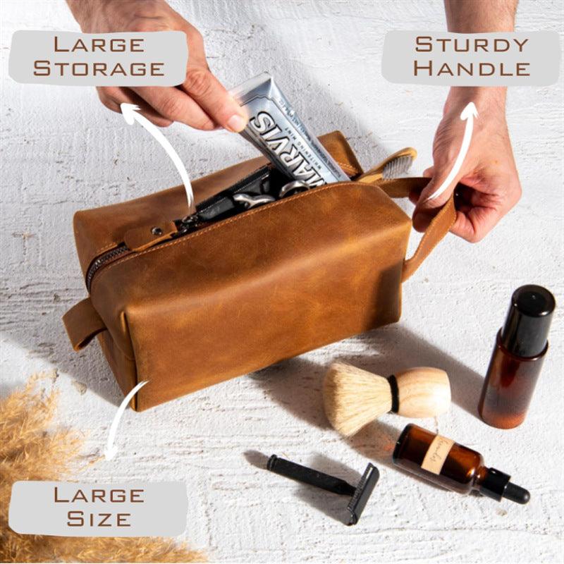 Vintage leather men's toiletry bag Leather toiletry bag 803233514721 - COCOMELODY