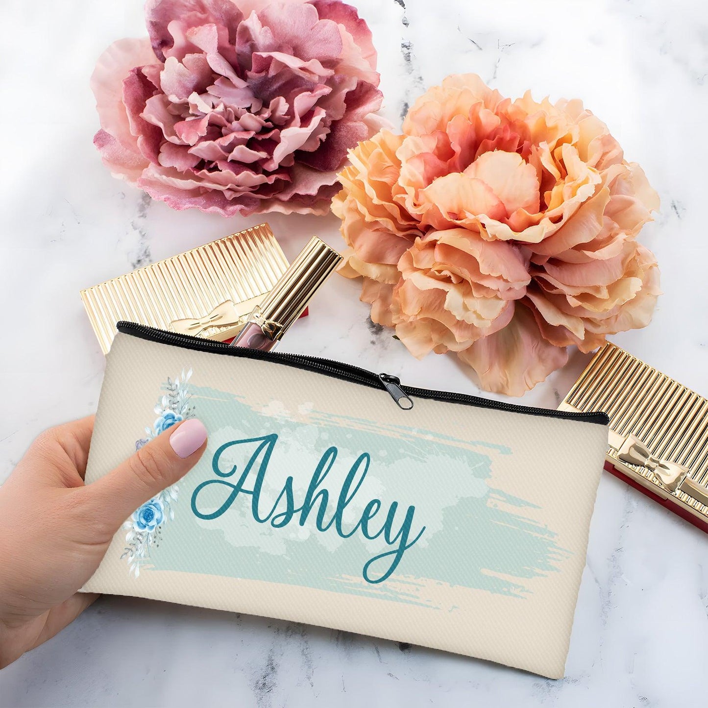 Personalized hand-held zipper makeup bag 800124335230 - COCOMELODY
