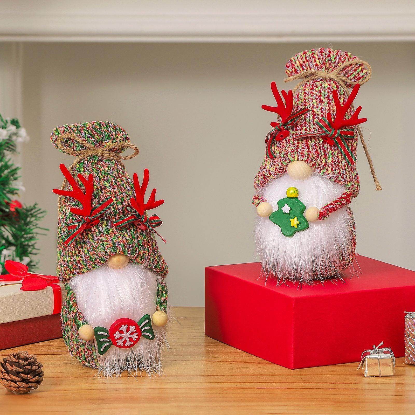 Christmas tree faceless doll knitted plush candy dwarf doll adornment 717301380688 - COCOMELODY
