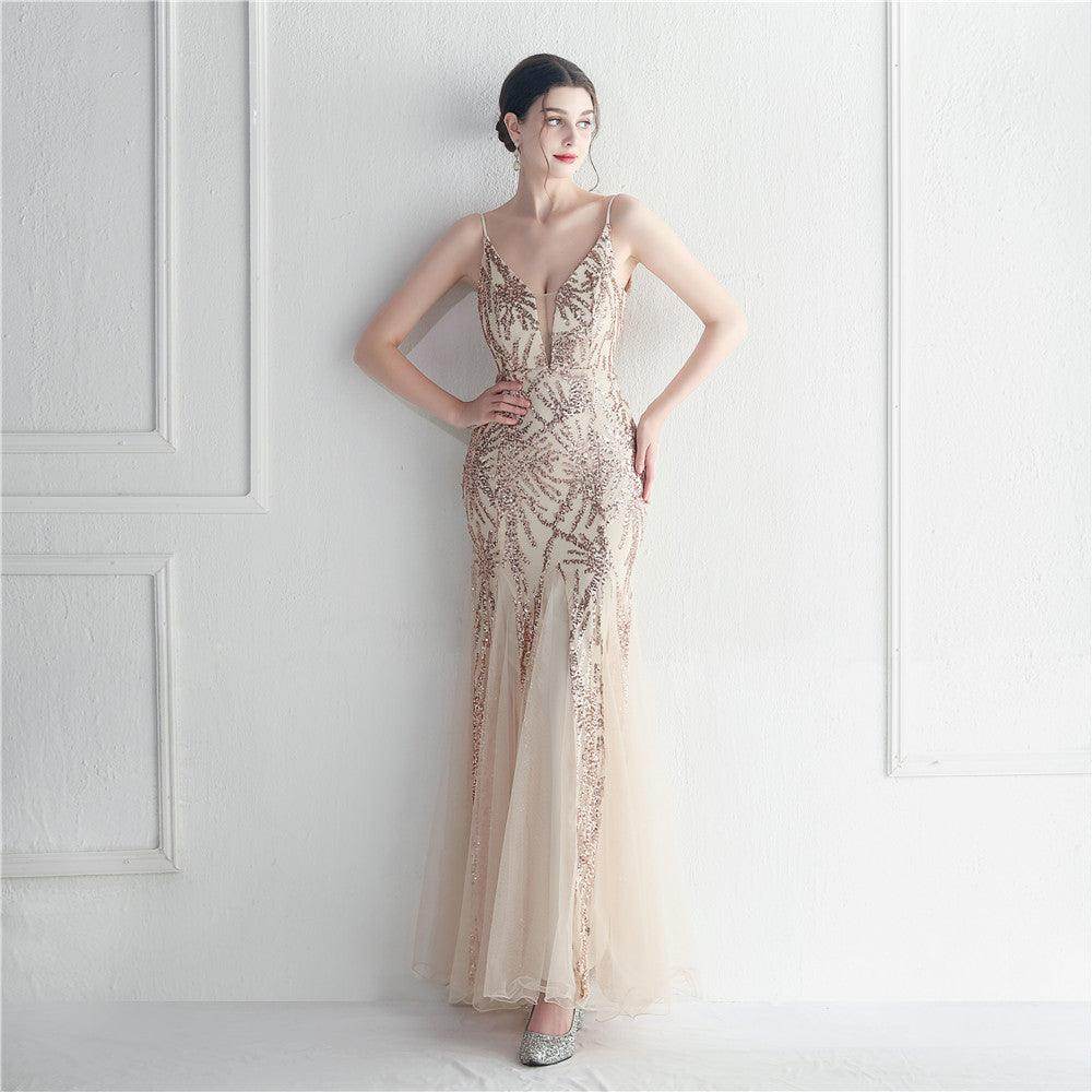 Trumpet-Mermaid Floor Length Sequins Dress 721888960721 - COCOMELODY