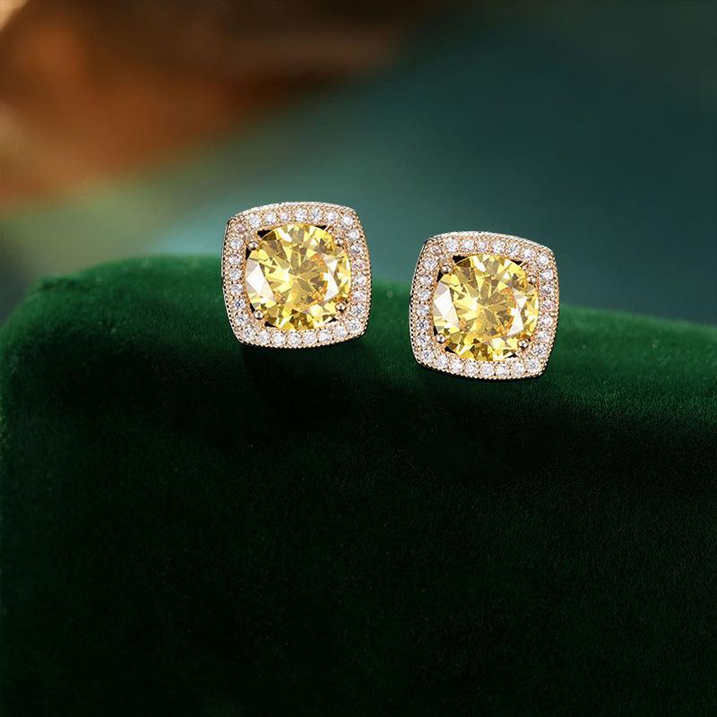 Small sugar cube zircon earrings 821703476887 - COCOMELODY