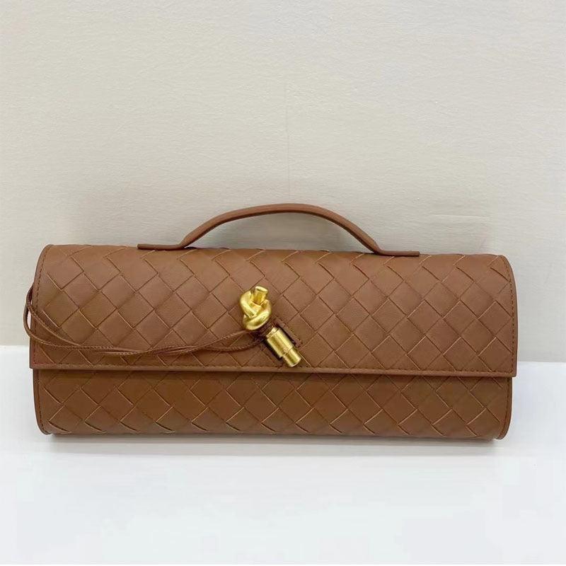 Leather clutch bag Hold leather woven square dinner bag 788440003397 - COCOMELODY
