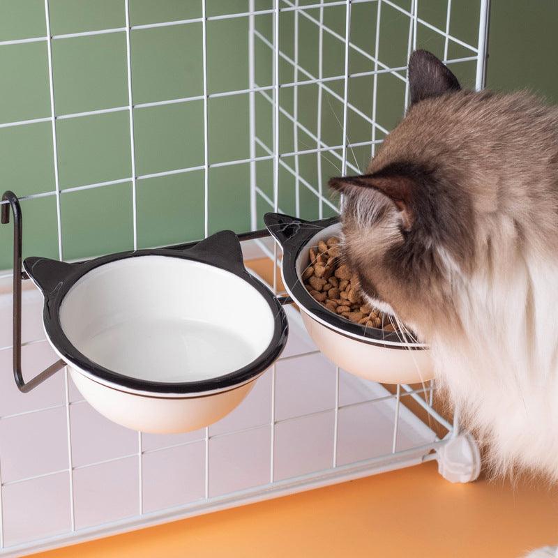 Hanging ceramic cat bowl Drinking bowl anti-upset fixed hanging cage 719925463826 - COCOMELODY