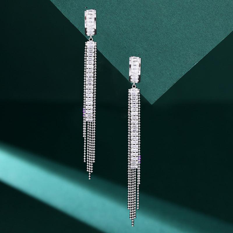 S925 silver needle long tassel earrings 762461389092 - COCOMELODY