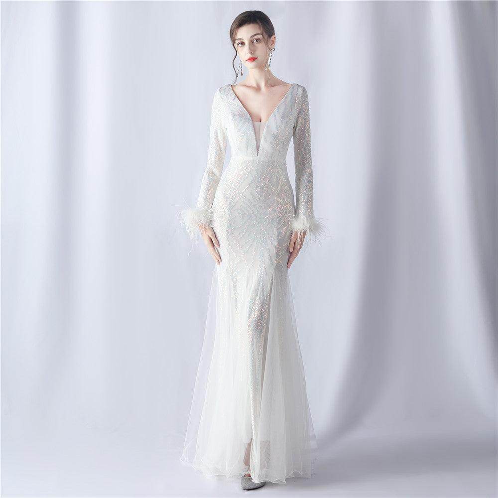 Trumpet-Mermaid Floor Length Sequins Dress 785114258670 - COCOMELODY