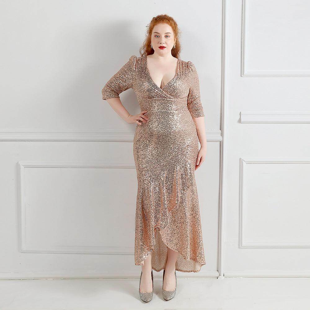 Trumpet-Mermaid Ankle Length Sequin Evening Dress 647046553915 - COCOMELODY