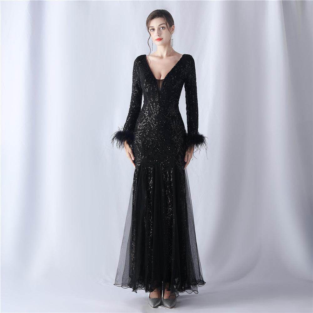 Trumpet-Mermaid Floor Length Sequins Dress 785114258670 - COCOMELODY