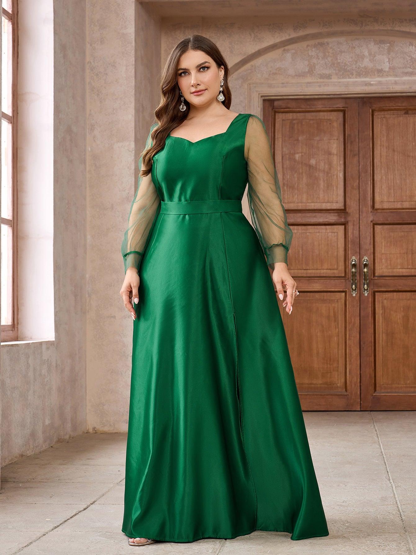 A-Line Floor Length Satin dress 829286840562 - COCOMELODY