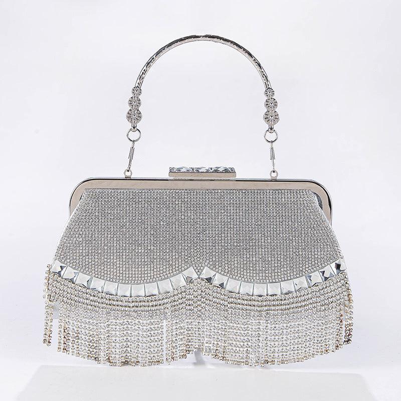 Rhinestone fringe evening bag 788222596906 - COCOMELODY