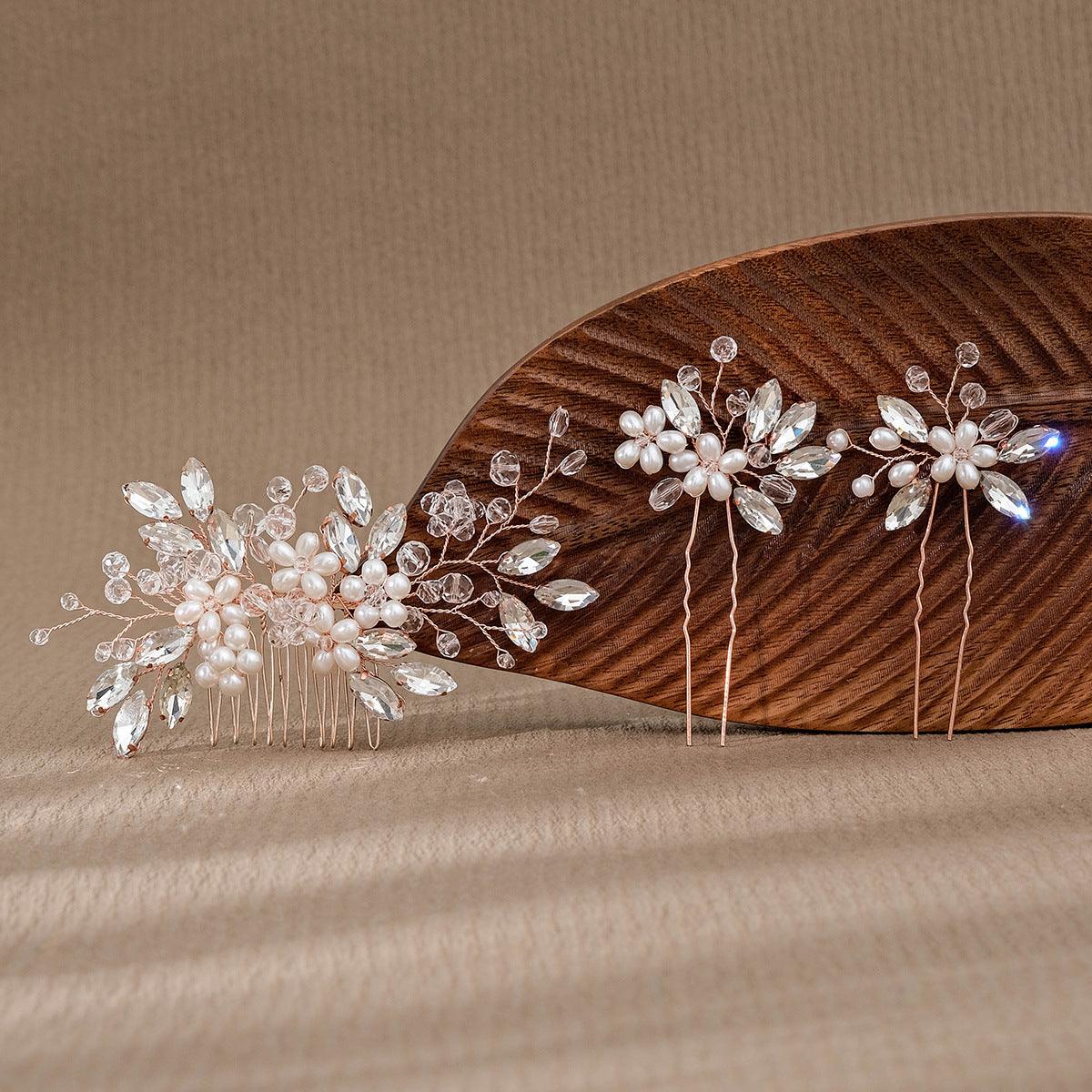 Wedding Hair Comb Pearl Forest Bride Hair Accessories Set of 3 734482274608 - COCOMELODY