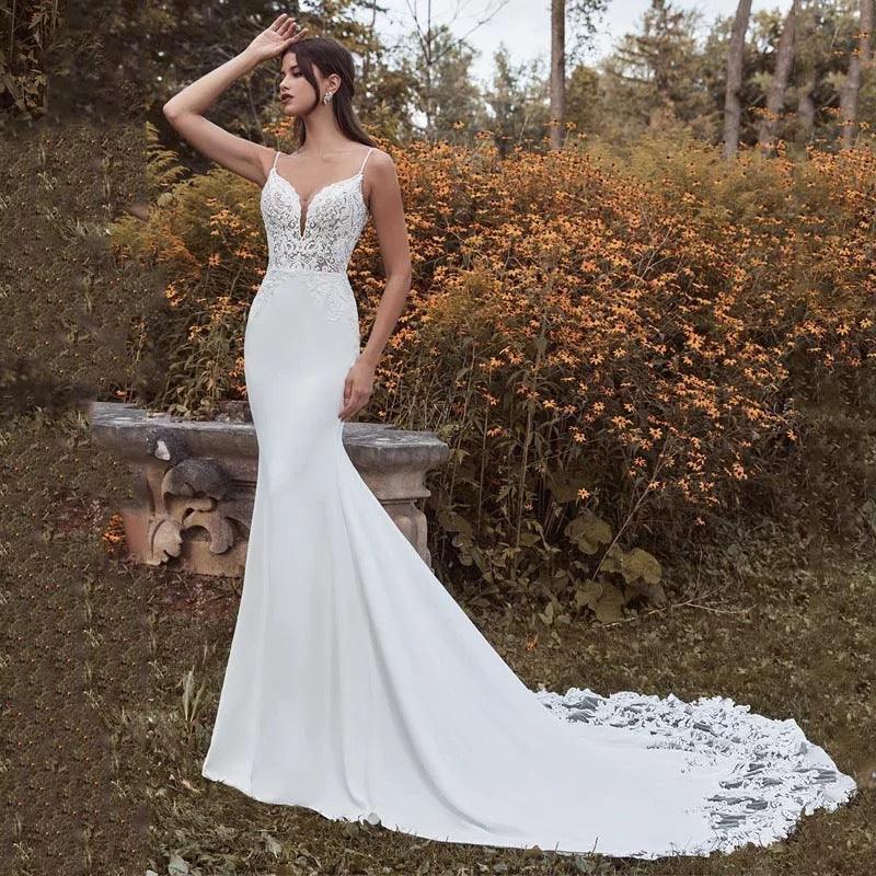 Trumpet-Mermaid Court Train Elastic Cloth Wedding Dress 866685814257 - COCOMELODY