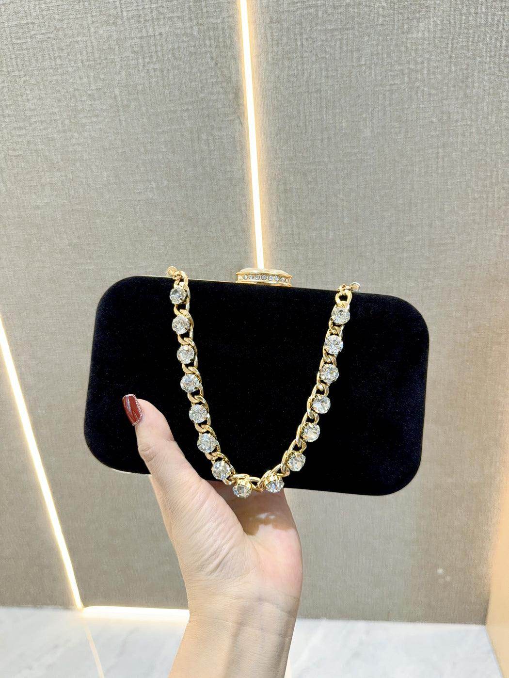 Evening clutch bag diamond-encrusted suede bag Dinner bag Women's crossbody bag 778944030967 - COCOMELODY