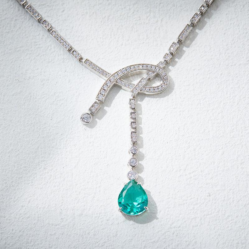 Water drop yellow treasure gold-plated ribbon knot necklace 795816733199 - COCOMELODY