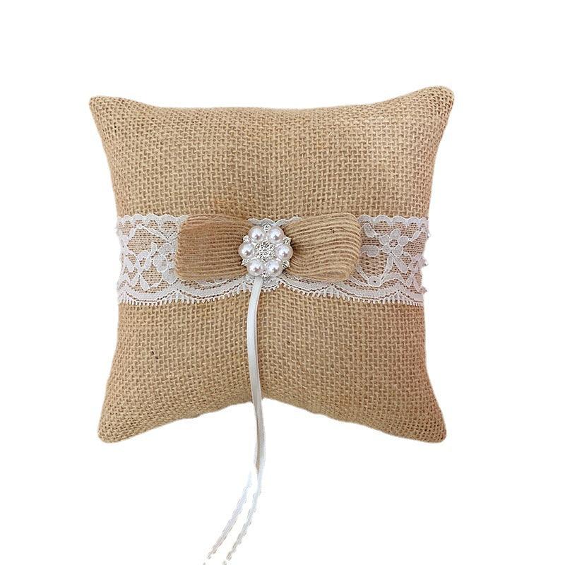 Linen ring pillow Bride wedding party ring pillow 702166828805 - COCOMELODY
