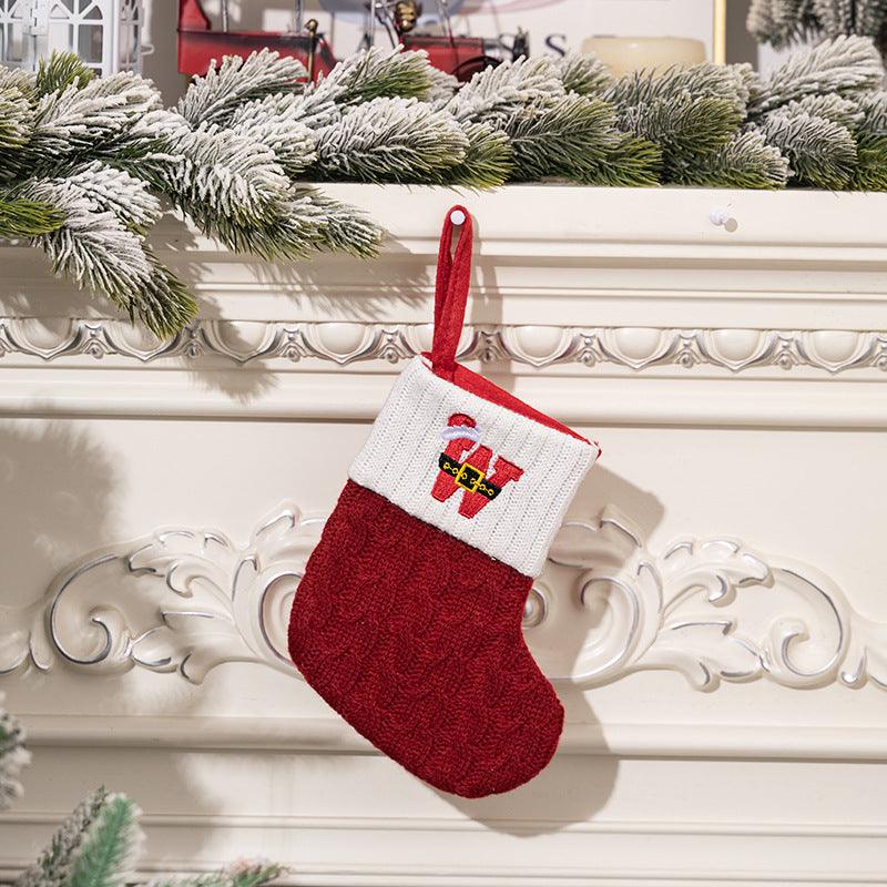 Christmas decorations Red knitted alphabet Embroidery Christmas socks Colorful DIY name gift socks 831001958177