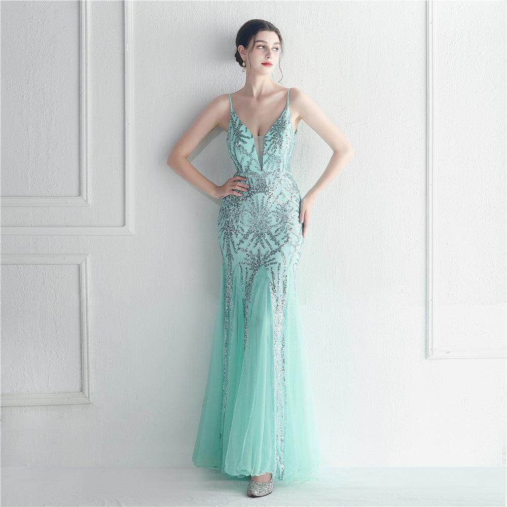 Trumpet-Mermaid Floor Length Sequins Dress 721888960721 - COCOMELODY