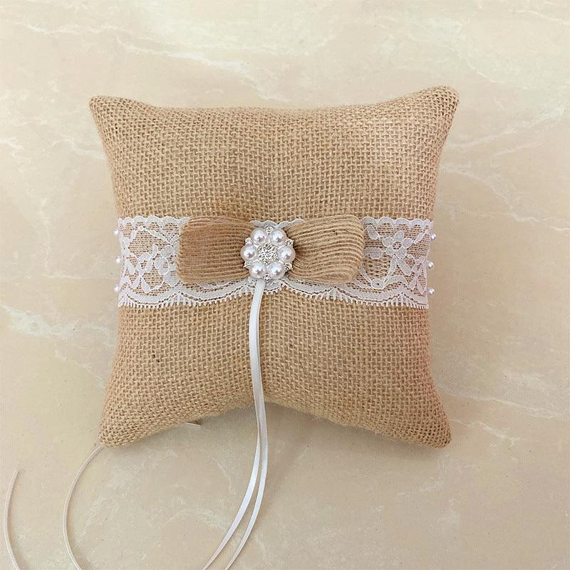 Linen ring pillow Bride wedding party ring pillow 702166828805 - COCOMELODY