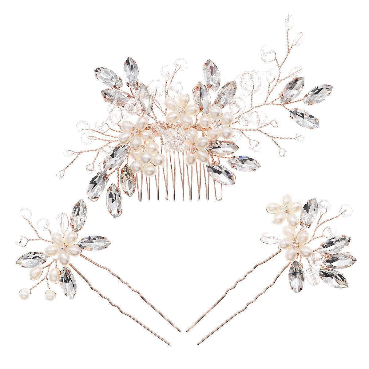 Wedding Hair Comb Pearl Forest Bride Hair Accessories Set of 3 734482274608 - COCOMELODY