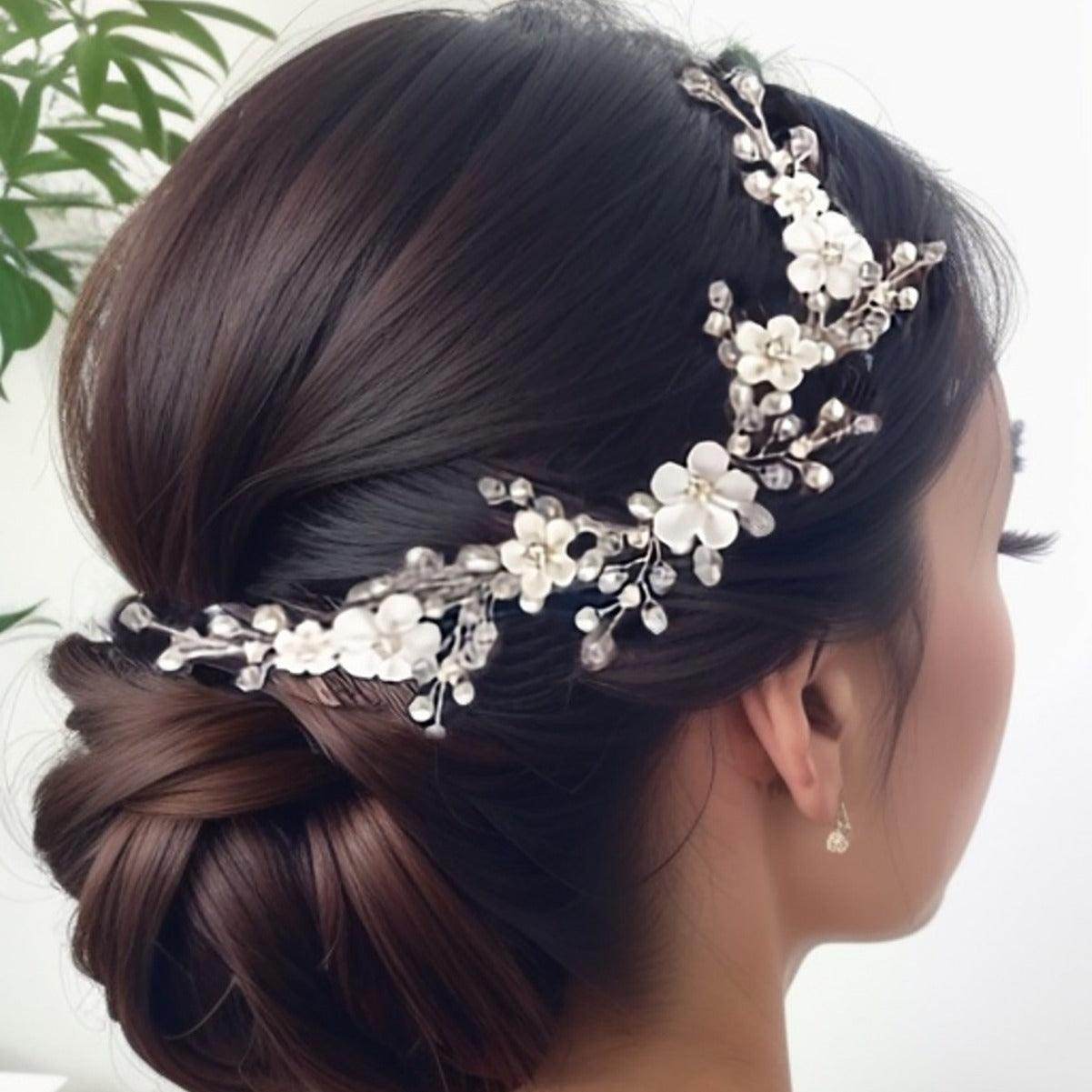 Bridal headwear European and American polymer clay flower crystal hair band hair accessories 685512271854 - COCOMELODY
