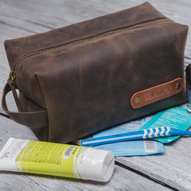 Vintage leather men's toiletry bag Leather toiletry bag 803233514721 - COCOMELODY