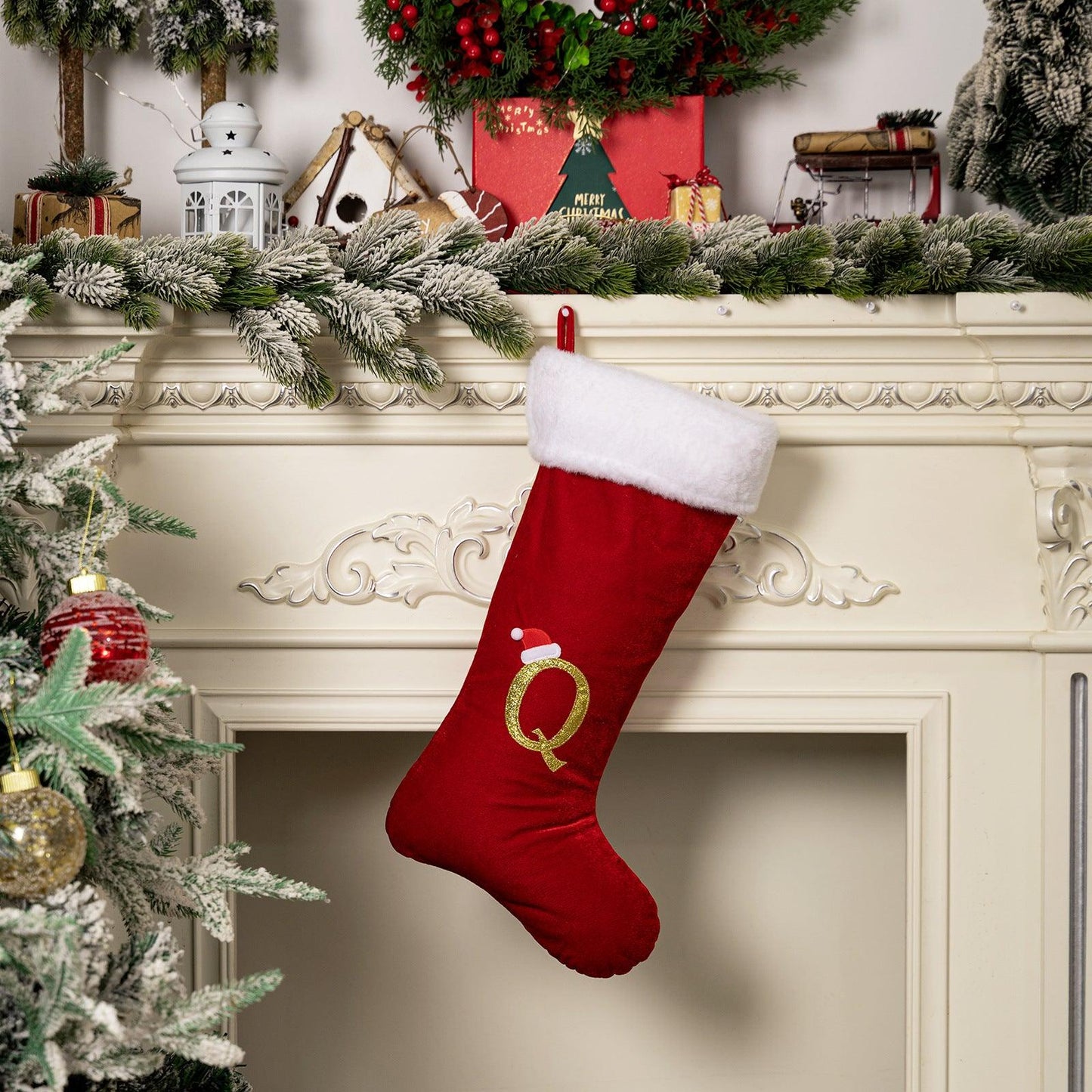 Christmas decoration supplies Red high-grade canary letter socks DIY name gift socks 829176143592