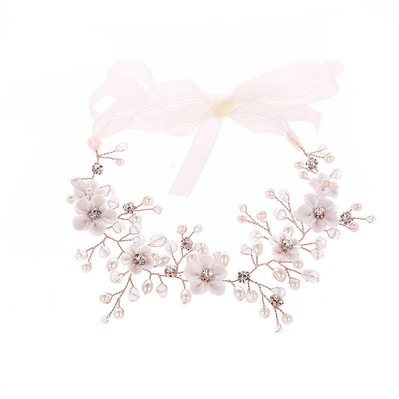 Bridal headwear European and American polymer clay flower crystal hair band hair accessories 685512271854 - COCOMELODY