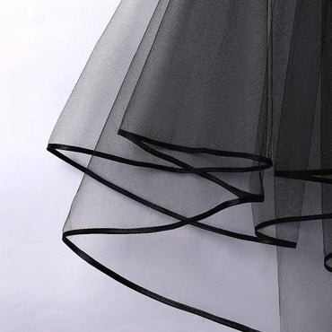 Simple black wrapped Halloween vintage wedding multi-layered veil 171962684 - COCOMELODY