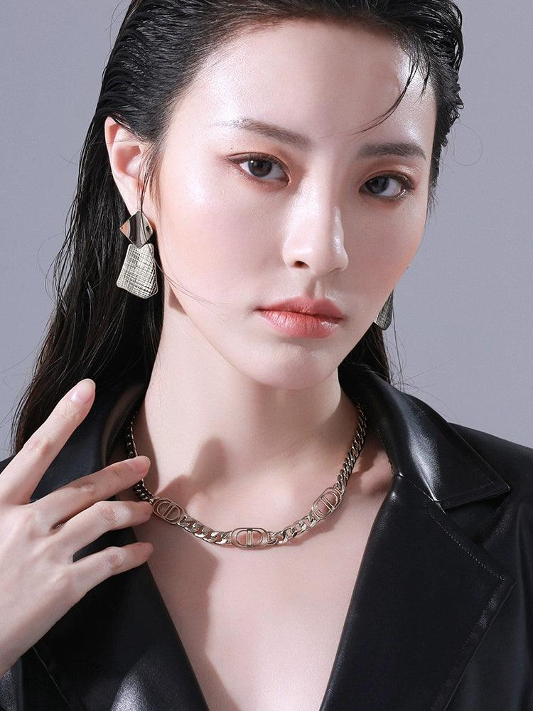 Geometric metal earrings unique drop earrings 637384003663 - COCOMELODY