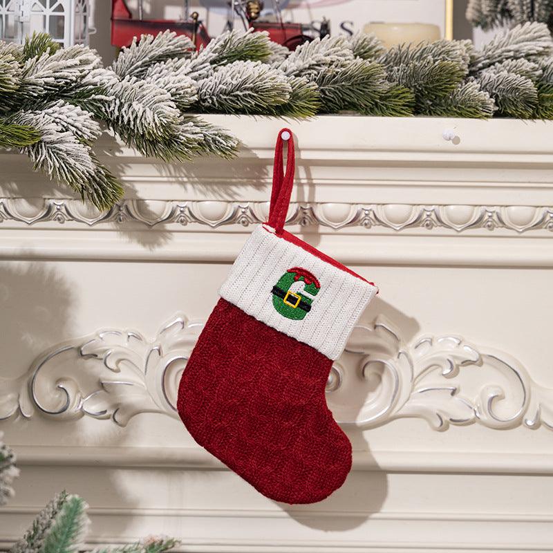 Christmas decorations Red knitted alphabet Embroidery Christmas socks Colorful DIY name gift socks 831001958177