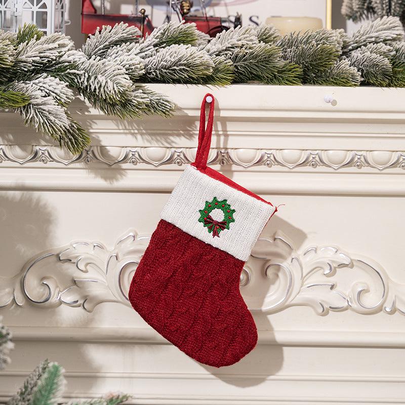 Christmas decorations Red knitted alphabet Embroidery Christmas socks Colorful DIY name gift socks 831001958177