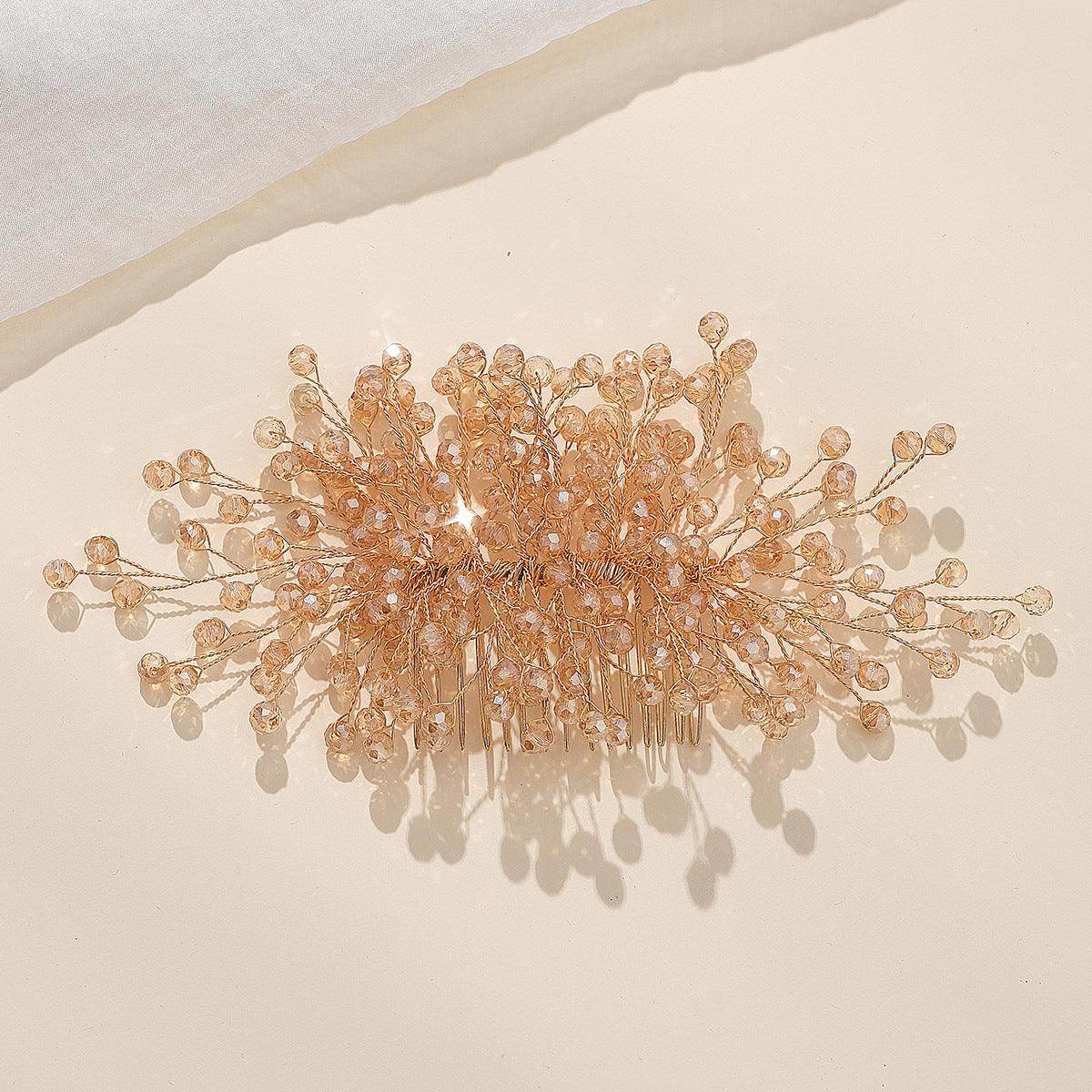 Bridal headwear Handmade crystal hair comb Wedding dress updo accessories Luxury and beautiful hair comb 756137741353 - COCOMELODY