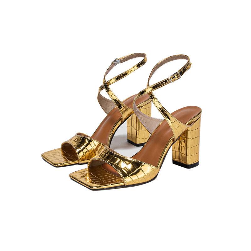 Lace-up Chunky Heel Sandals 725106291682 - COCOMELODY