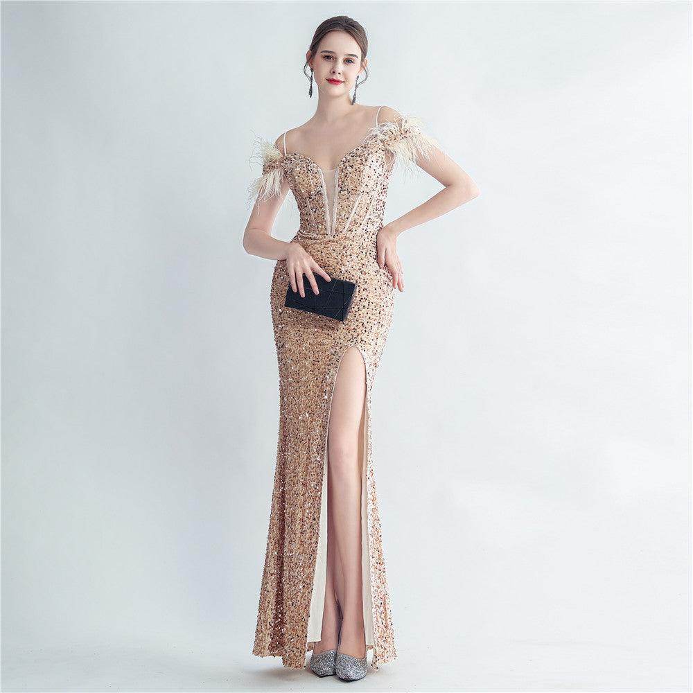 Trumpet-Mermaid Floor Length Sequins Dress 794624136176 - COCOMELODY