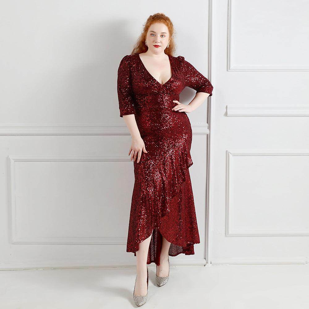 Trumpet-Mermaid Ankle Length Sequin Evening Dress 647046553915 - COCOMELODY