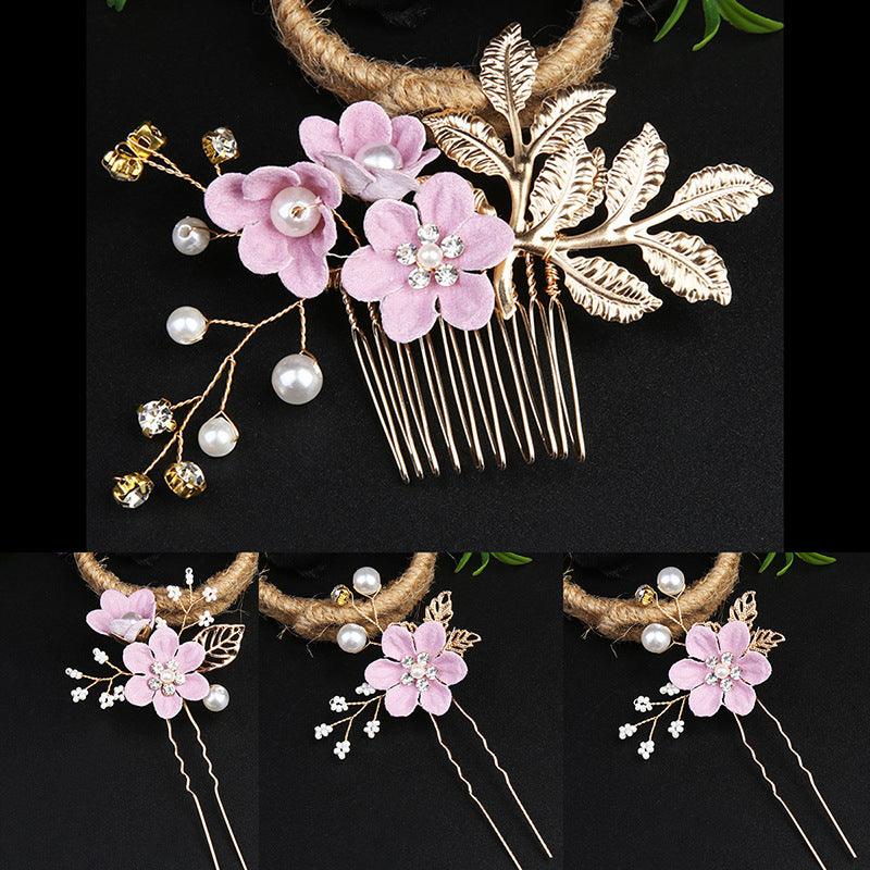 Wedding Hair Comb Pearl Crystal Bride Hair Accessories Set of 4 709072032456 - COCOMELODY
