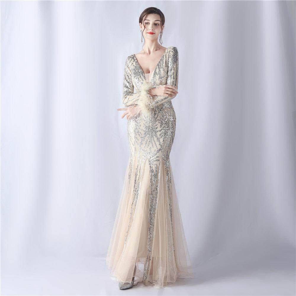 Trumpet-Mermaid Floor Length Sequins Dress 785114258670 - COCOMELODY