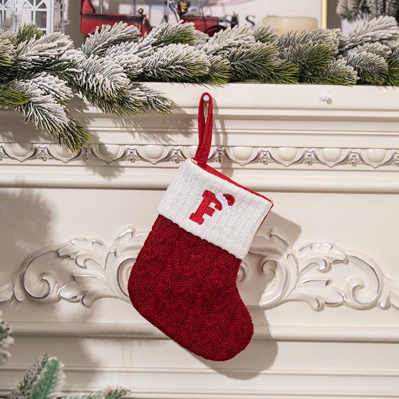 Christmas decorations Red knitted alphabet Embroidery Christmas socks Colorful DIY name gift socks 831001958177